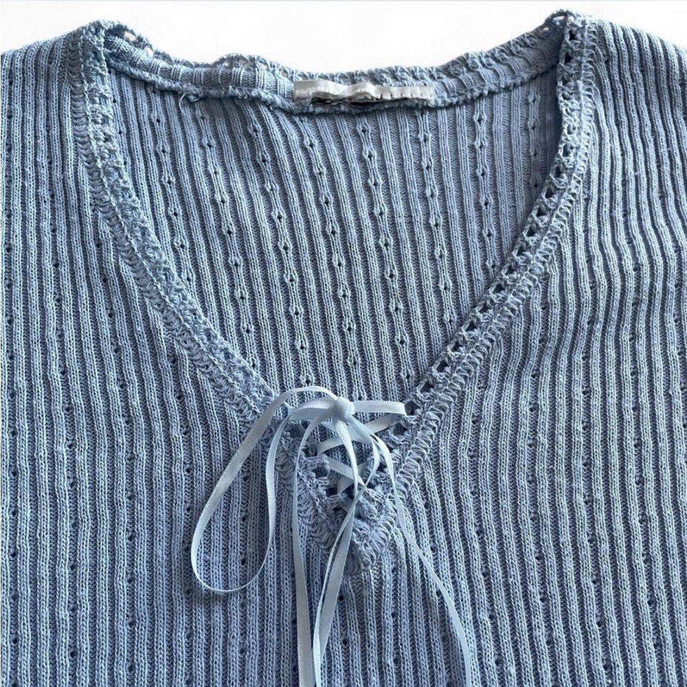 Blue Ribbed Top - Picture 2 of 6